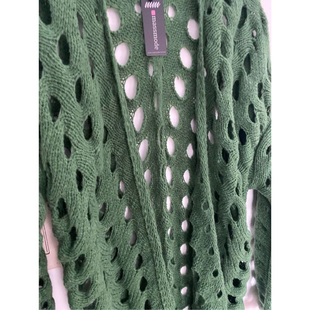 MM Knitted Twist Crochet Hollow Out Sweater Cardigan Long Sleeve Long OS - Picture 8 of 10